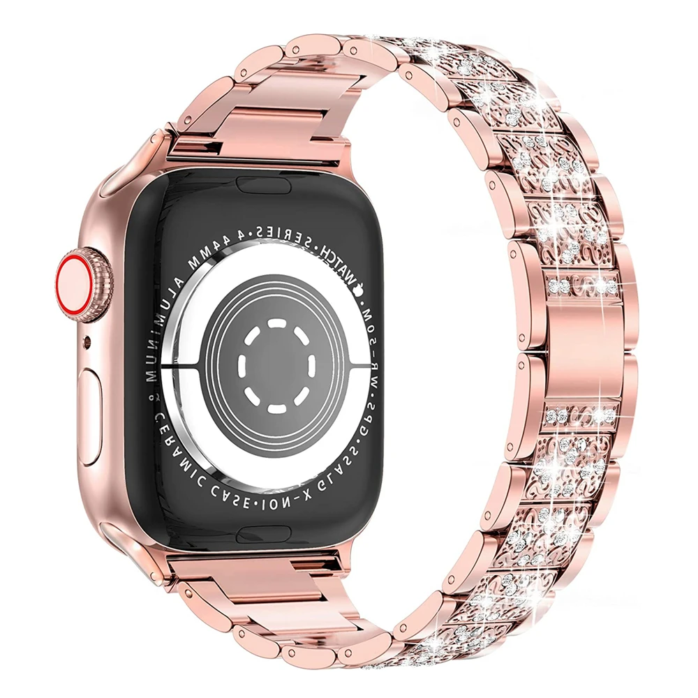 

Diamond Rhinestone Band for Apple Watch Series 6 Strap SE 40mm 44mm Women Stainless Steel Metal Wristband for iWacth 38mm 42mm