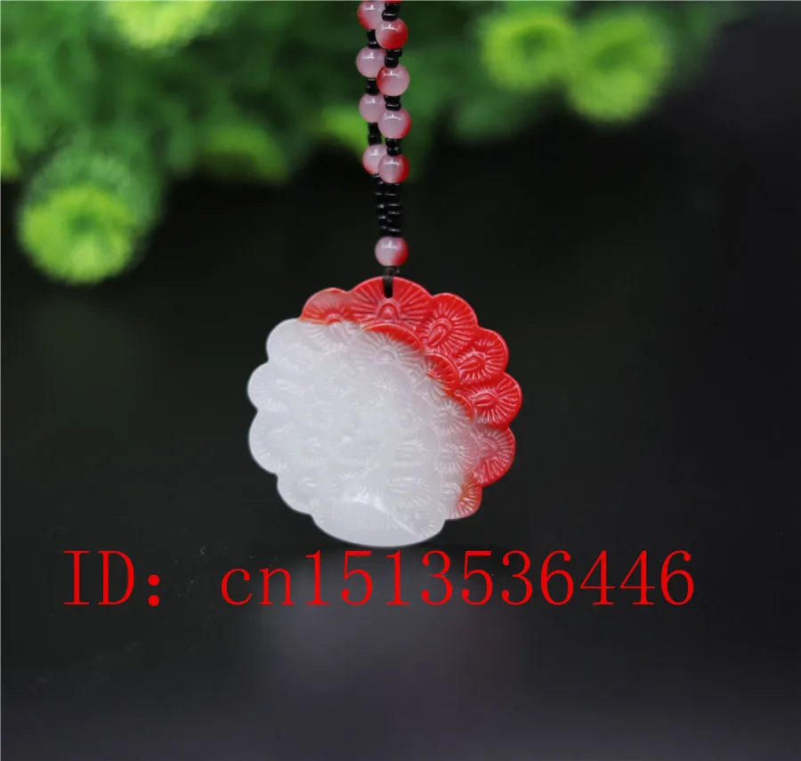 Китайский белый красный нефрит подвеска на ожерелье Павлин Шарм ювелирные