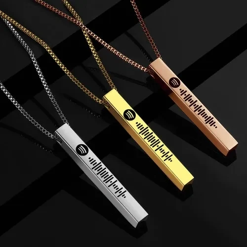 Оригинальное ожерелье унисекс с подсветкой сканируемое кодом 3D гравировкой