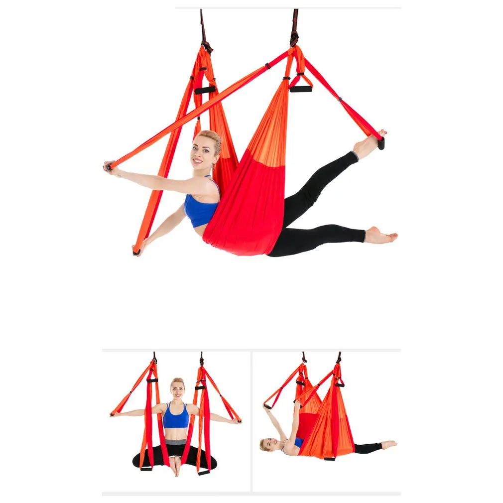 

2021 NEW 6 Handles Anti-Gravity Aerial Yoga Ceiling Hammock Flying Swing Trapeze Yoga Inversion Device Home Gym Hanging Belt