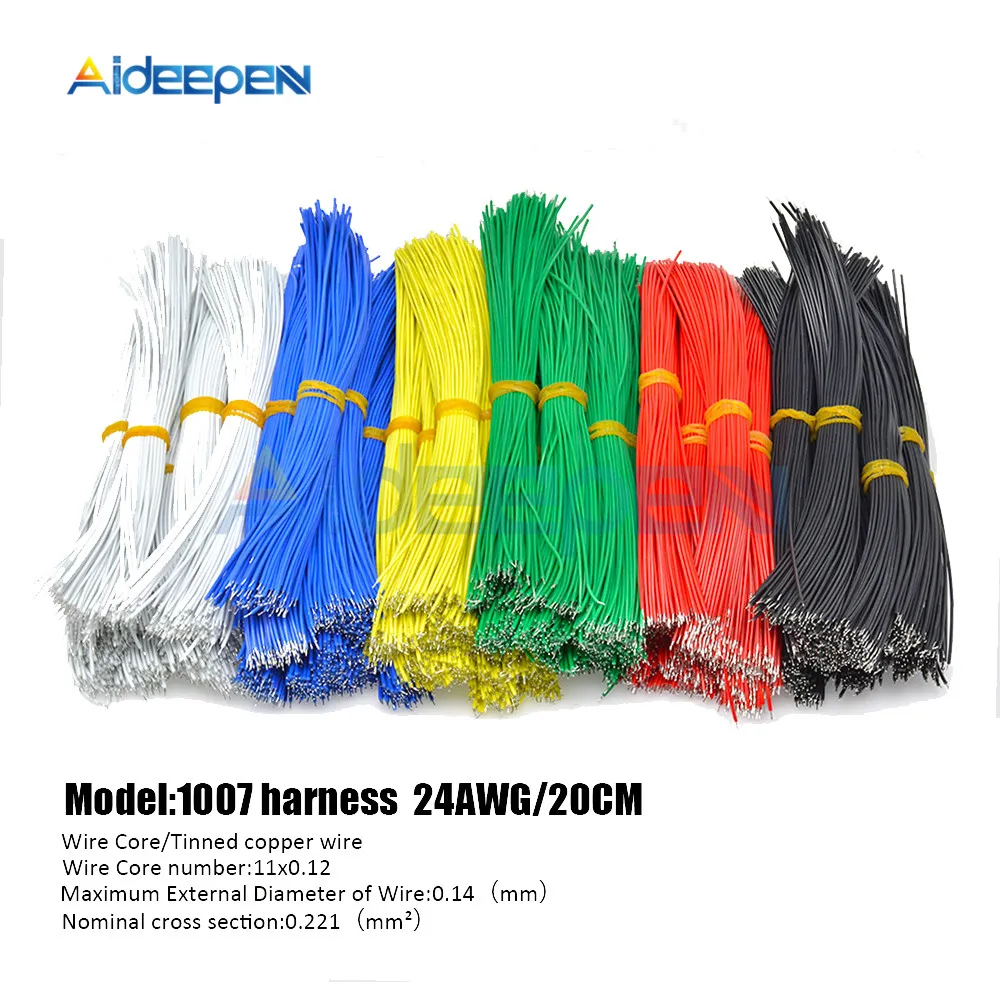 100 шт. UL1007 24AWG макетная плата джампер кабель двойная головка припой провод 20 см ПВХ