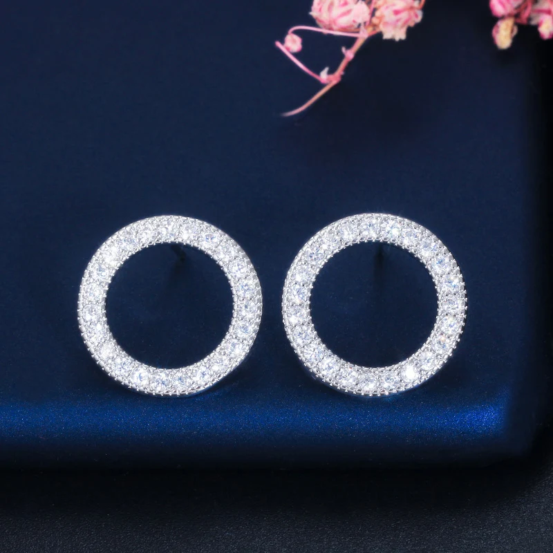 Cwwzircons бренд классический Кубический Цирконий Кристалл Любовь Круглый Кулон, кольца ожерелье и серьги модный набор украшений для женщин T352