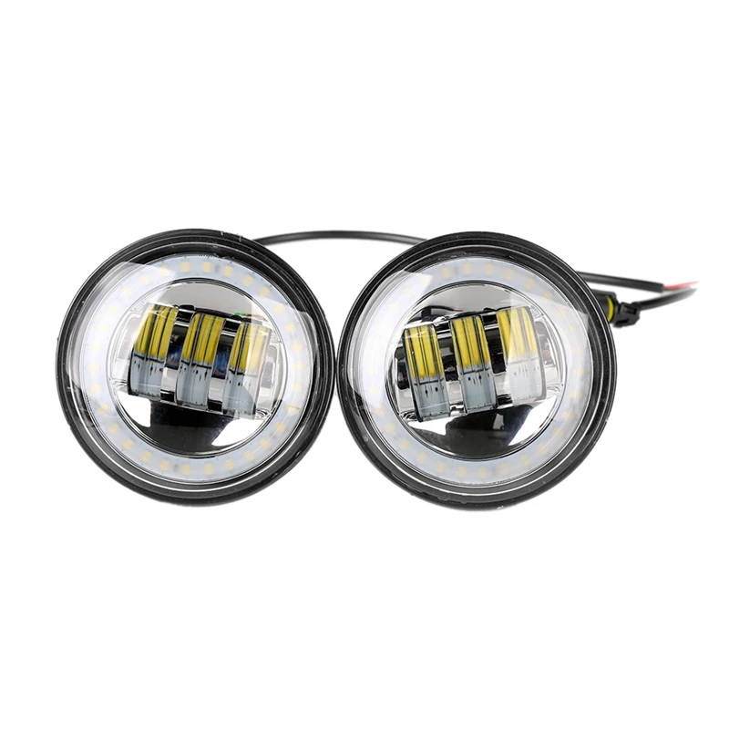 Silver 2 Pcs4-1/2 дюйма 4,5 дюйма прохождение света Drl светодиодные противотуманные фары для Мотоциклов Harley-Davidson вспомогательная лампа для мотоцикла Pro - Цвет: Silver