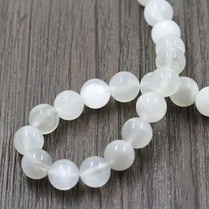 Модные бусы из натурального лунного камня высокое качество белый круглый