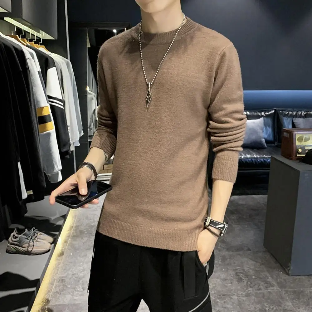 

New Brand Sweater Men 2021 Autumn Winter Casual Sweaters Slim Fit O-Neck Male Solid Color Pullover Tracksuit Top Warm Thick
