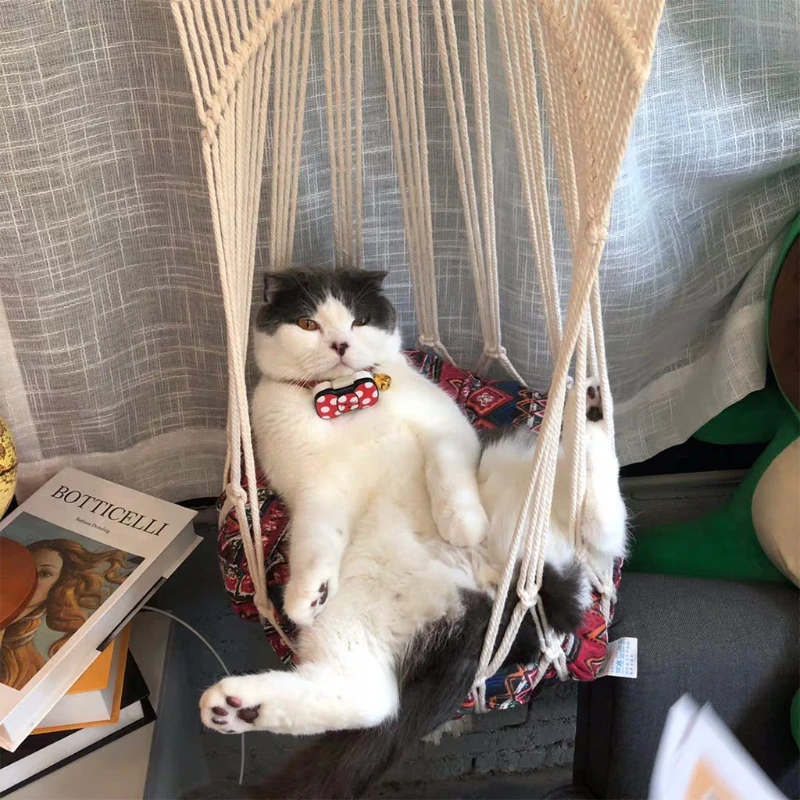 

Cool Hammock Summer for Cat with Hook Swing Hanging Cat Weave Bed for Small/Middle Size Cats Relaxing Bed