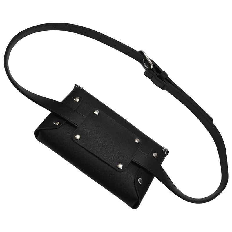 

1 Pcs Women Rivet Waist Belt Pack Casual Waist Bag & 1 Pcs PU Leather Women'S Messenger Bag Shoulder Bag