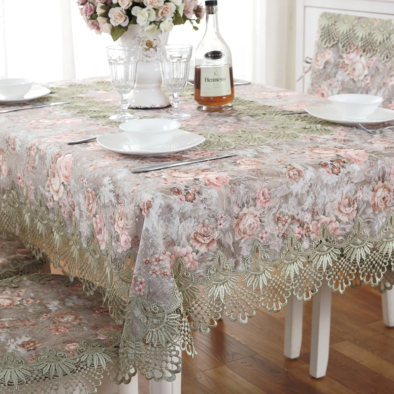 Скатерть с вышивкой скатерть для обеденного стола круглый зеленый цветок свежая