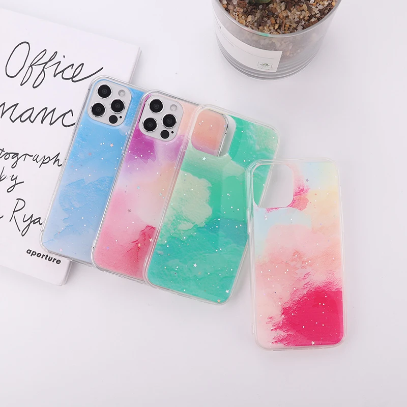 

Candy Color Cloud Glitter Phone Case For iPhone 11 12 13 Pro Max Mini XS XR 7 8P Protection Creative Painted Shining Phone Cover