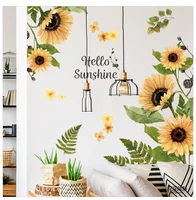 hot large sunflower wall stickers glass decor posters pvc living room bedroom flower wall decals vintage bathroom decor