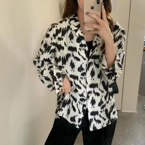 Новое поступление 2020, повседневные рубашки Octeyam из плотной ткани с леопардовым принтом и вырезами для детей 18-35 лет