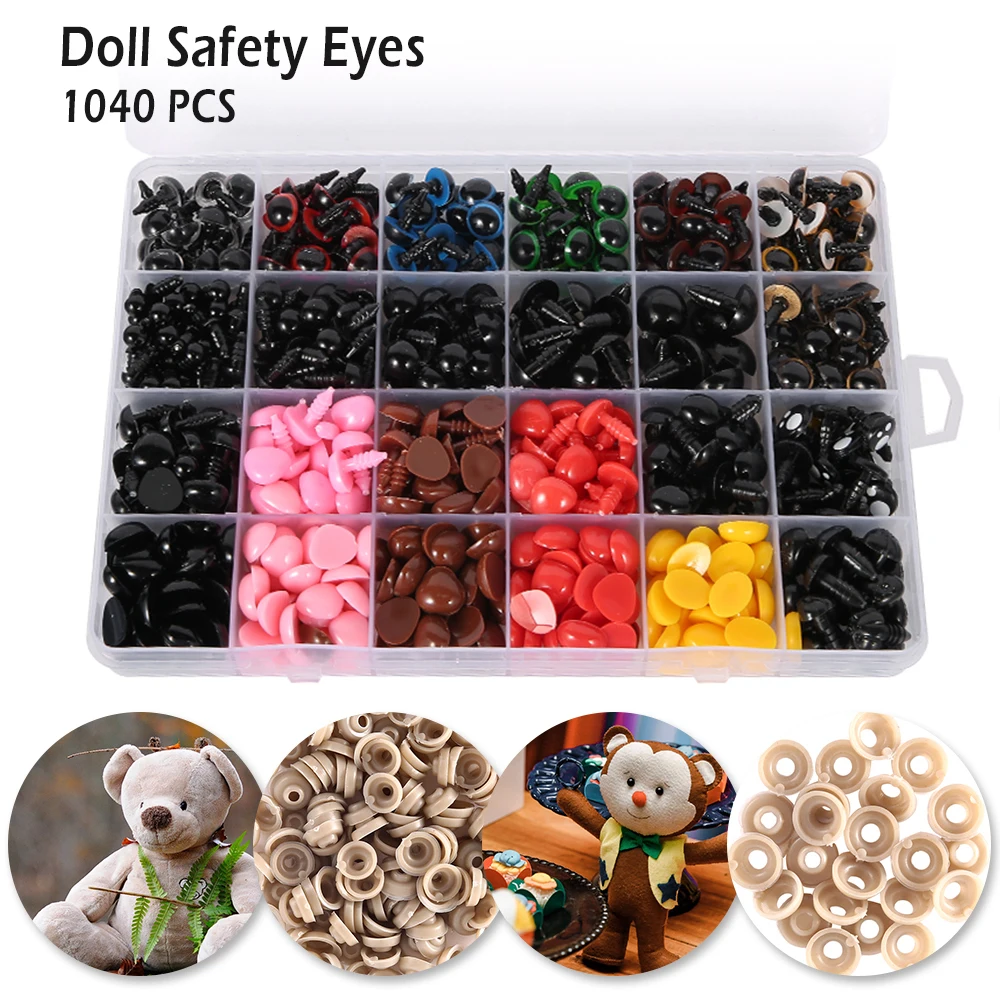 

1040 шт 6-14 мм Пластик кукла Безопасность глаза носы Коробки для так же кукла Мишка Тедди животное игрушка поделки своими руками разноцветные ...