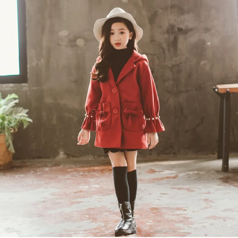 Одежда для девочек осень зима 2019 г. новое модное милое плотное теплое шерстяное