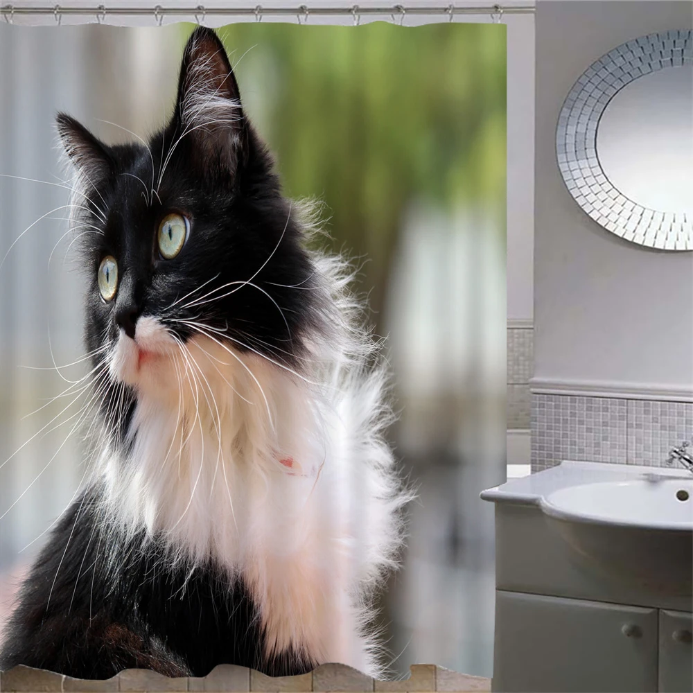 

Cat Shower Curtain 3D Print Bathroom Waterproof Polyester Curtain Octopus Washable Bath Decor Curtains