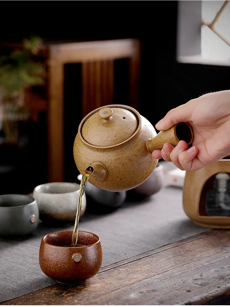 Чайник керамический в японском стиле чайник большой емкости с боковой ручкой
