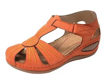 Сандалии YEELOCA ZX00100 с круглым носком удобные босоножки перфорацией на щиколотке