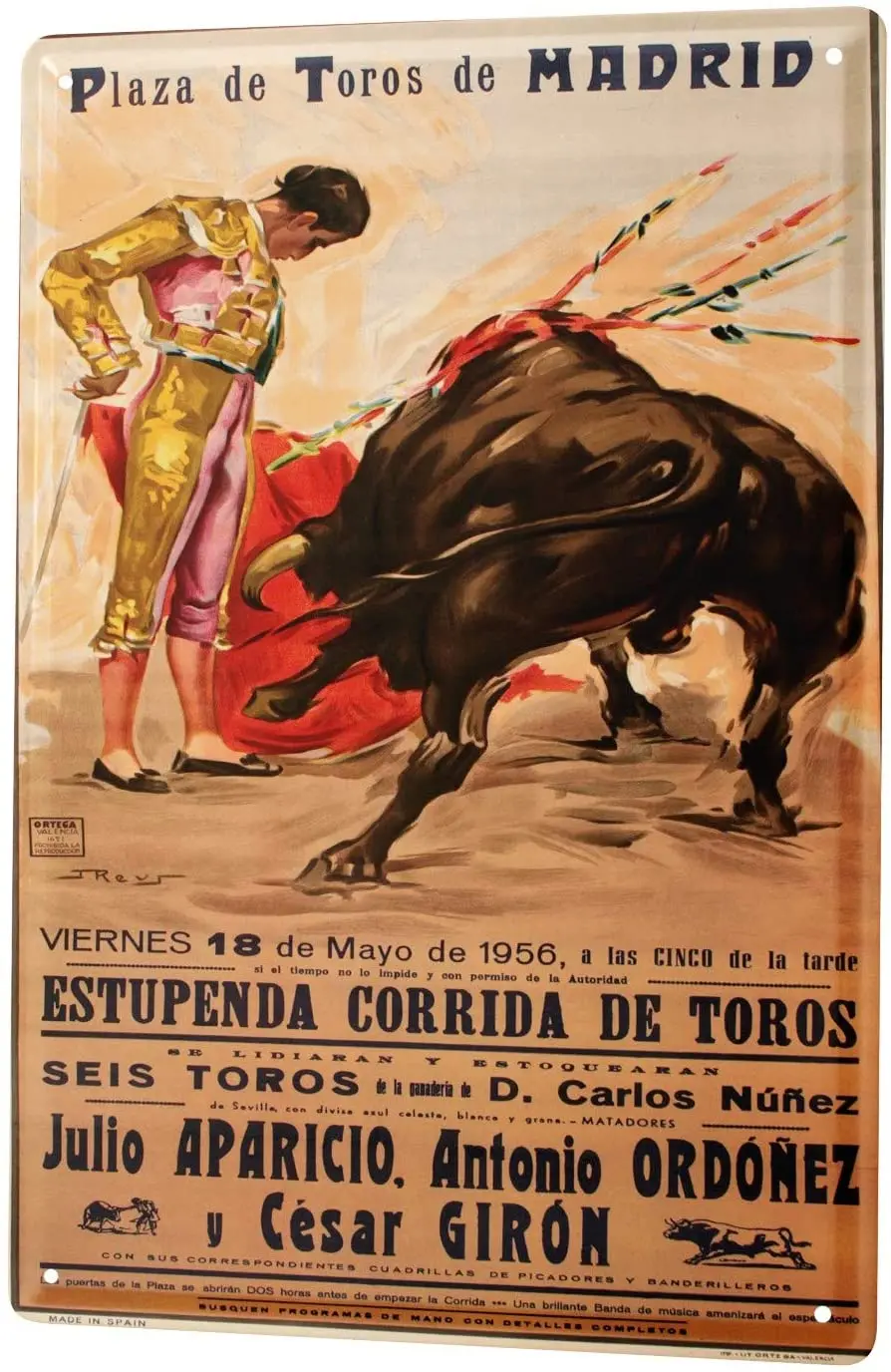 

SINCE 2004 Tin Sign Metal Plate Decorative Sign Home Decor Plaques 30 x 40 cm World Tour Madrid Bullfight Bullfighter Poster