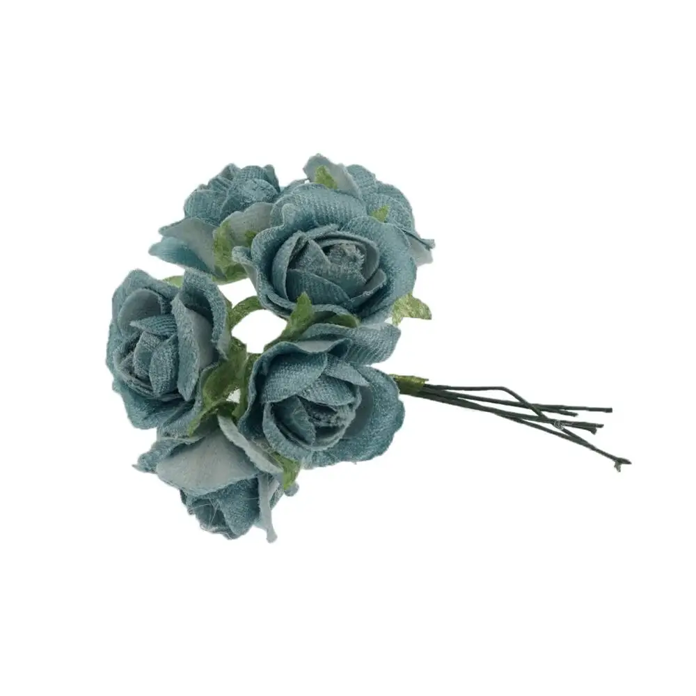 turquoise 12 шт./лот, шелковые розы, бутон, букет для рукоделия, ручной работы, для свадьбы, невесты, держащих цветы или детей, аксессуары для волос, украшение для волос - Цвет: turquoise