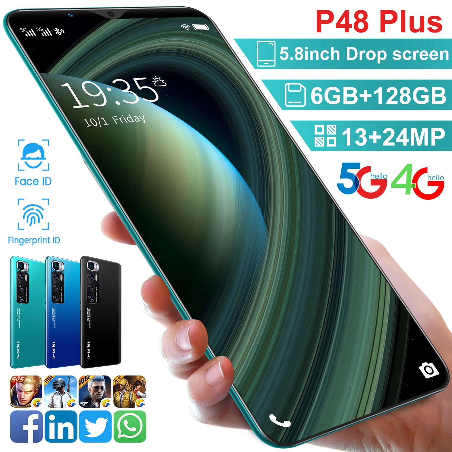 Смартфон P48 Plus 6 + 128 ГБ 13 24 МП 4800 мАч 10 ядер дешевые мобильный телефон 2021 глобальная