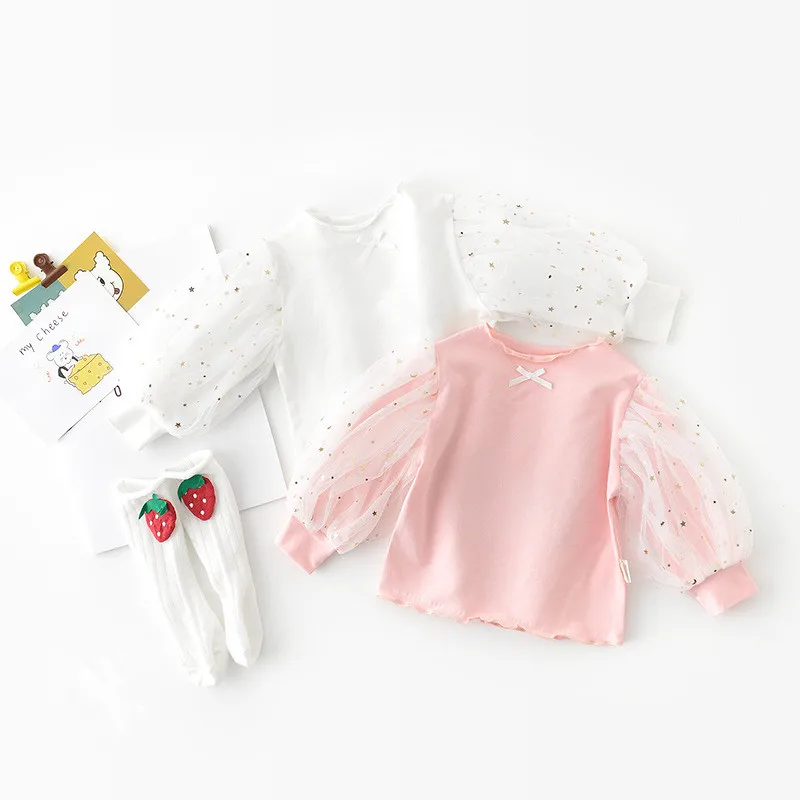 2020 весенние Рубашки принцессы для маленьких девочек милые детские блузки из