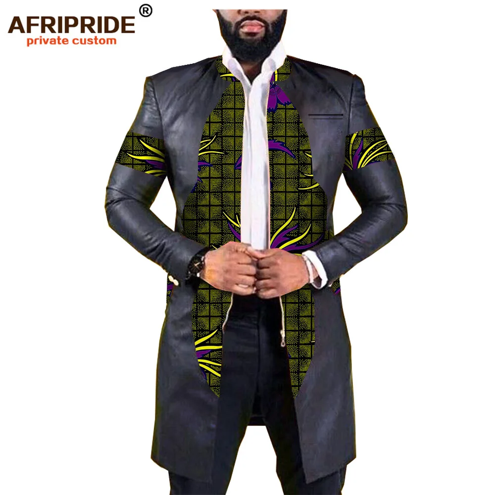 AFRIPEIDE африканская Весенняя мужская куртка с длинным рукавом на молнии Повседневная куртка плюс размер из чистого хлопка и искусственного меха в стиле пэчворк A1914002 - Цвет: 548