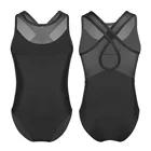 Детская одежда для девочек классический жилет без рукавов из сетчатой ткани, с перекрёстной спинкой балет танцевальный гимнастический костюм из леотарда для костюм комбинезон От 4 до 12 лет