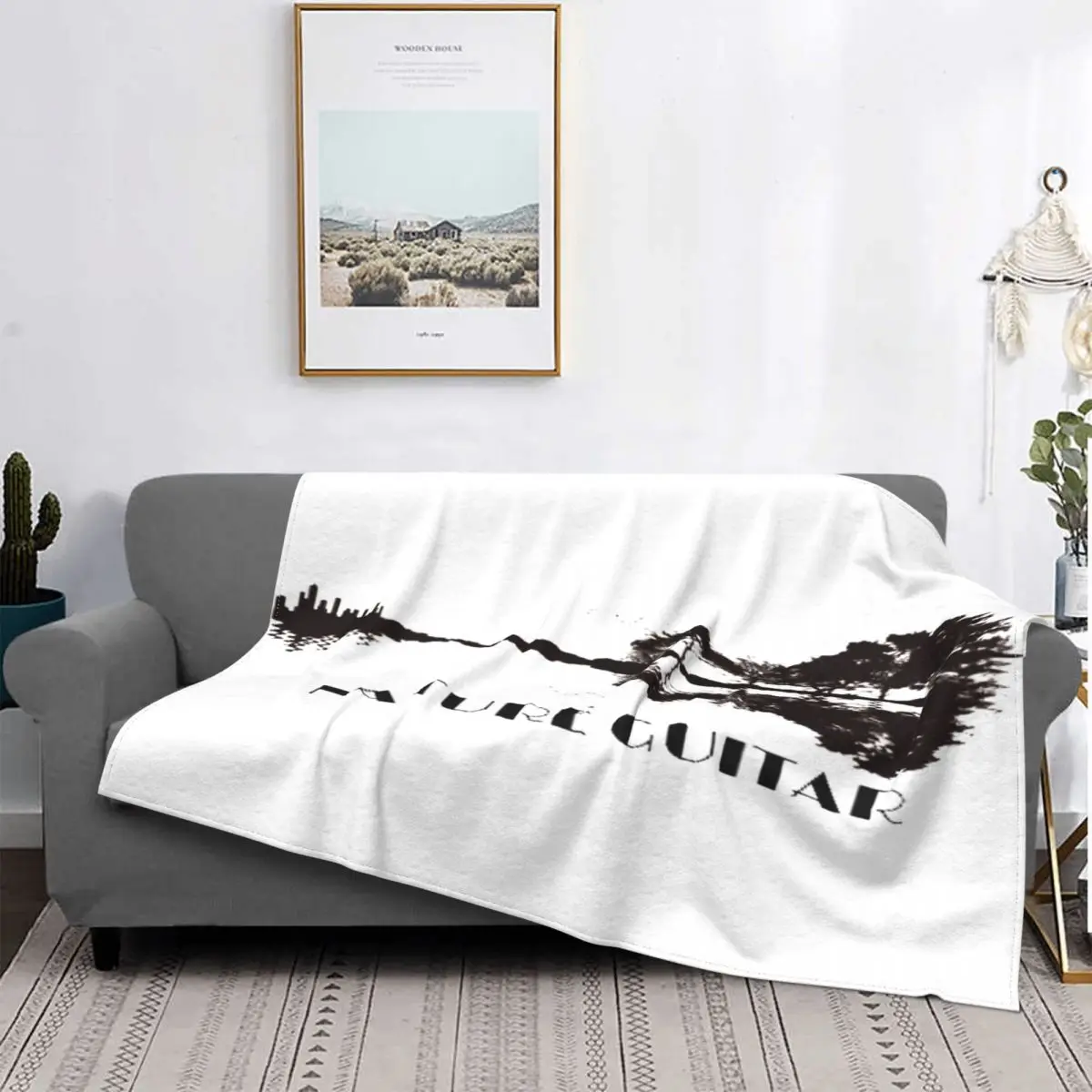 

Manta de guitarra natural, colcha de cama a cuadros, manta térmica de felpa de Anime, colchas de verano
