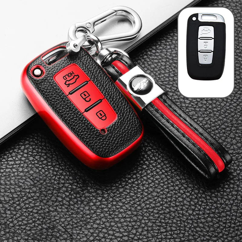 

For Hyundai Sonata Solaris HB20 Veloster SR IX35 for KIA RIO K2 K3 Sportage Car Remote Smart Key Cover Bag Case Holder Protector