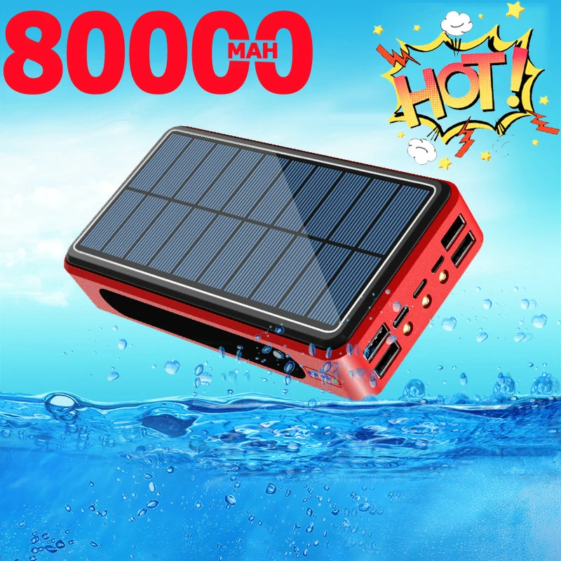 Солнечное мобильное зарядное устройство 80000mAh Большая емкость портативное с