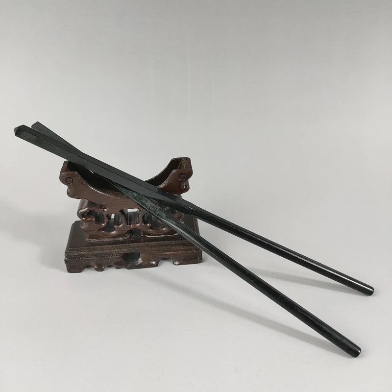

100% / A Pair of Exquisite Chinese Traditional Craft Gift Natural Black Jade Handmade Chinese Chopsticks
