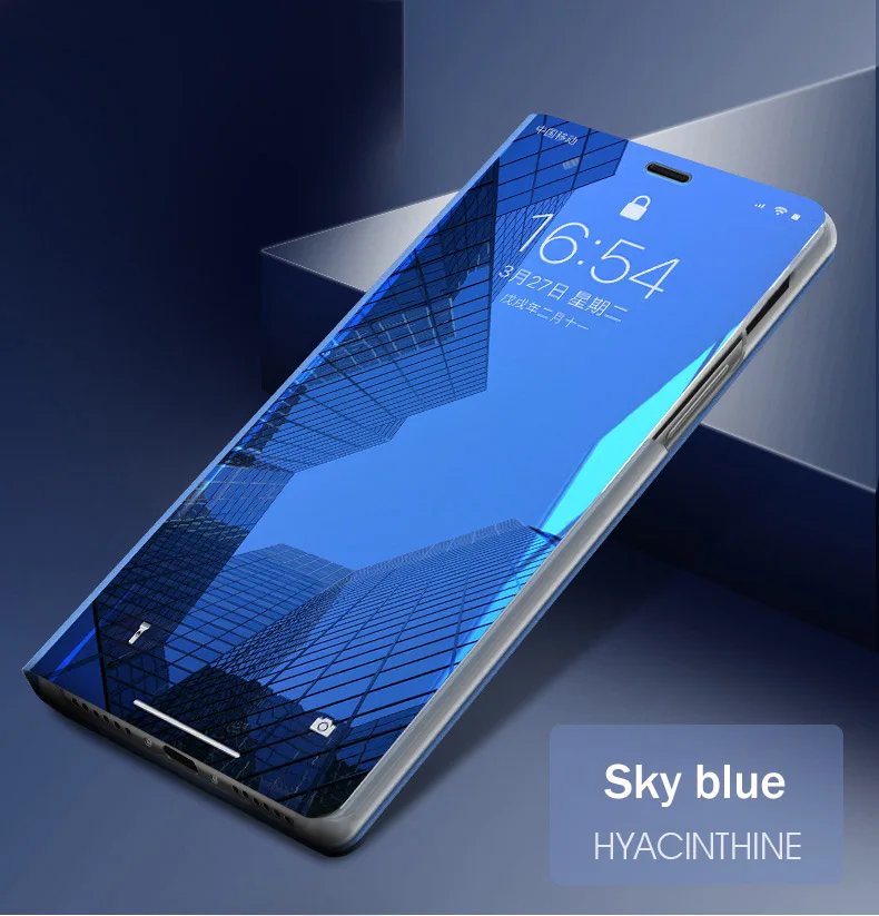 Honor 9 Lite чехол Honor 8 Lite светильник откидная Кожаная Обложка для книг для huawei Honor 10 Lite умный зеркальный чехол для телефона s shell - Цвет: blue