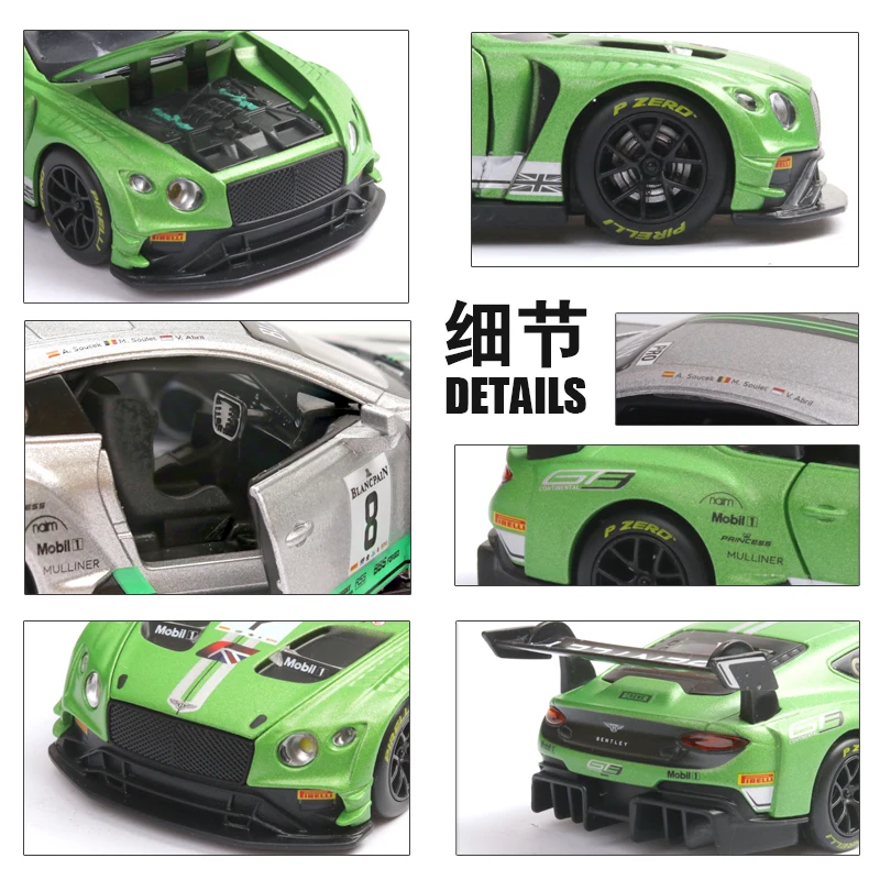 Высокая моделирования 1:32 Bentleys Continentals GT3 Diecasts Супер гоночный автомобиль детская