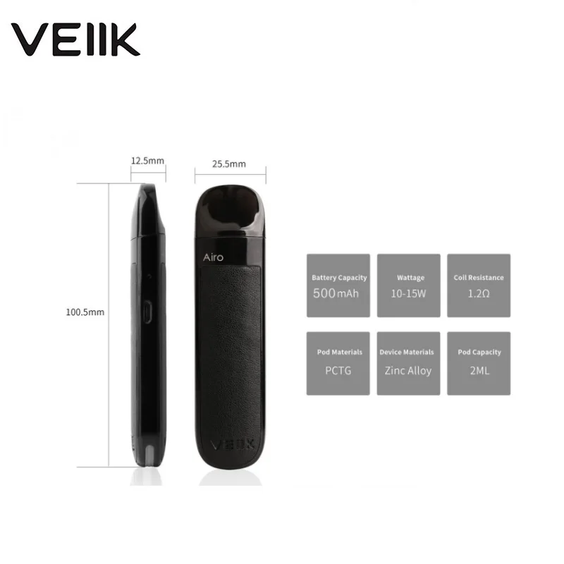 Оригинальный стартовый набор VEIIK Airo Pod 5000 мАч Портативный 2 мл Vape с 1.2ohm катушкой