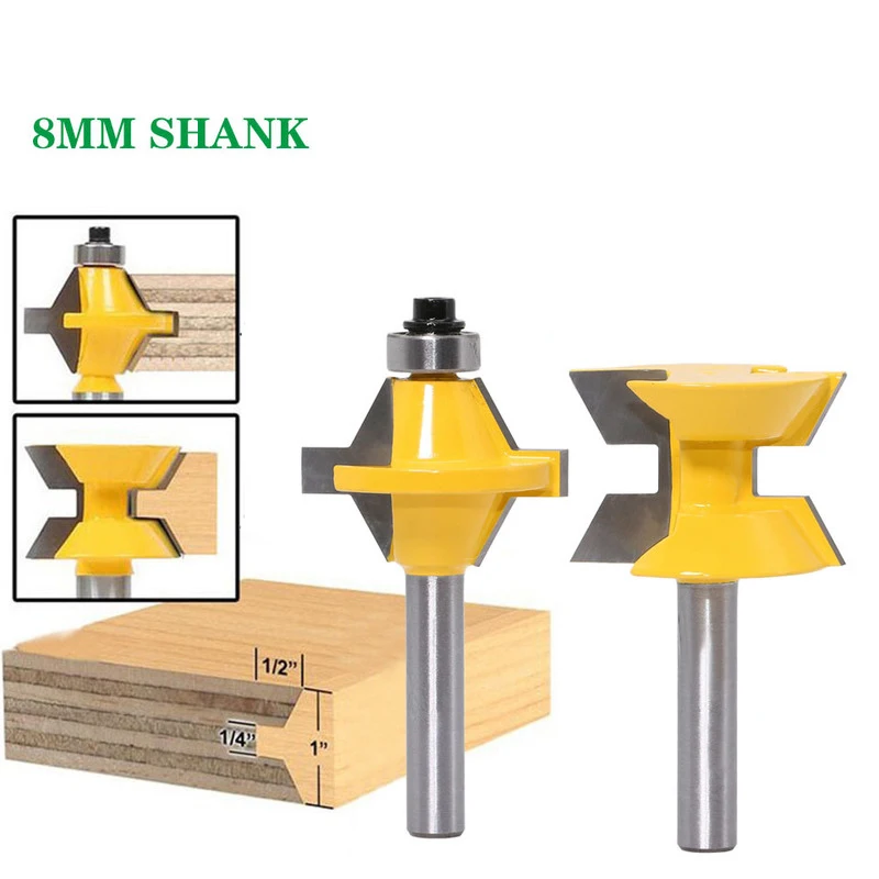 

2pcs 8MM Shank 120° Panel Knife Router Bits Set Shaft Flute Tenon Milling Cutter for Wood Woodworking Cutters CNC