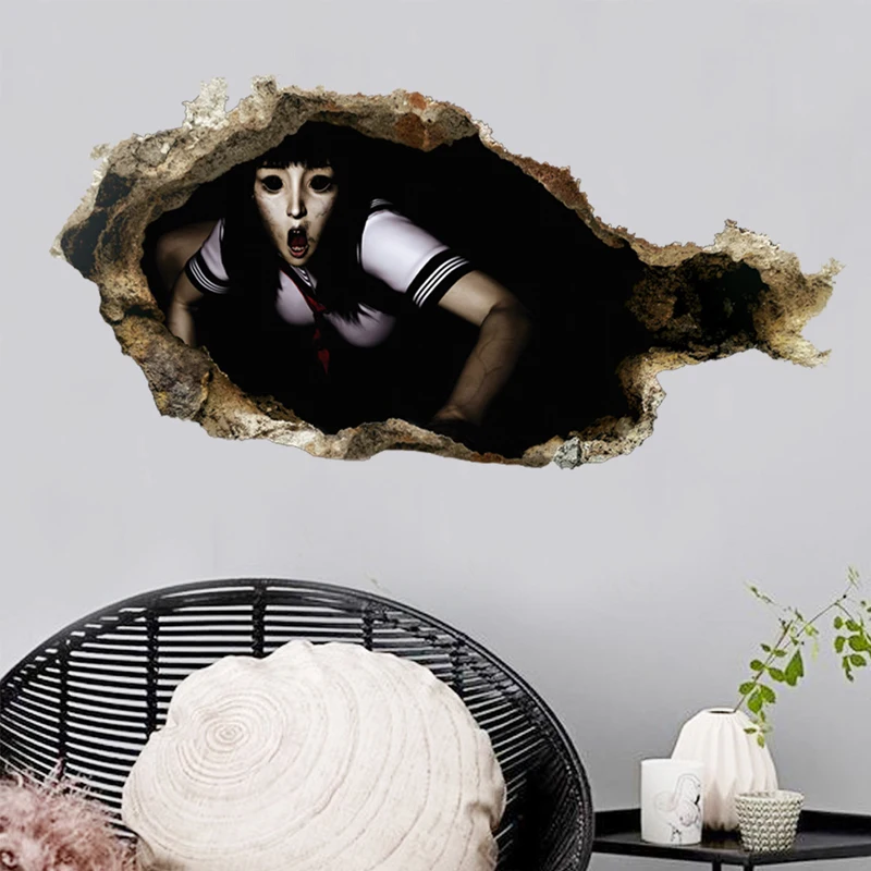 1 шт. Хэллоуин ужас зомби наклейка на стене вечерние Декор креативная живопись