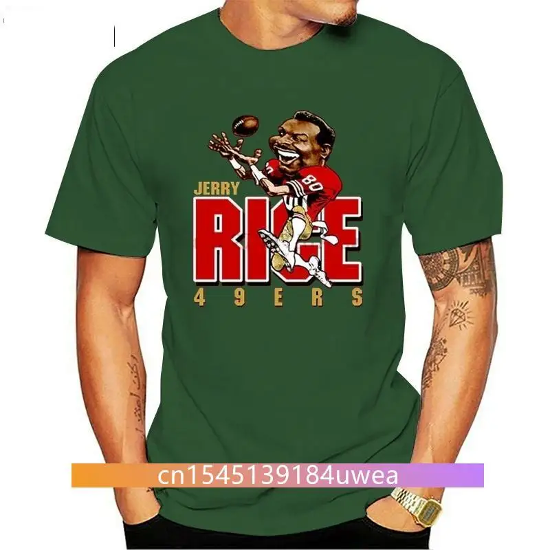 

New JERRY RICE CARTOON 49ER T-shirt - CUSTOM DESIGN RARE ART FULL FRONT OF SHIRT