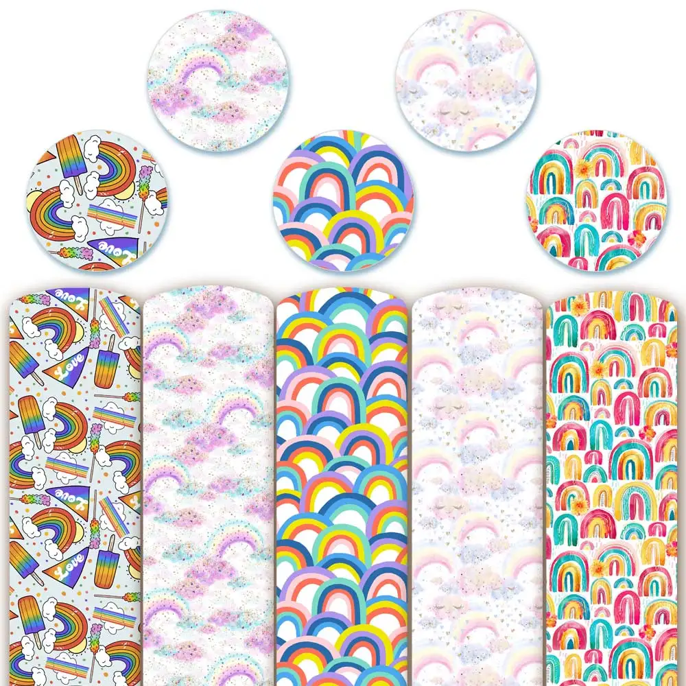 

22*30cm Faux Leather Sheets Rainbow Printed Faux Leather Synthetic Leather for Bow Making Supplies Crafts Earrings Diy Material