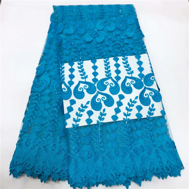 

2019 high quality lace Nigerian laces fabric for women dresses latest African tulle lace with sequins 5 yards per piece jy66-355