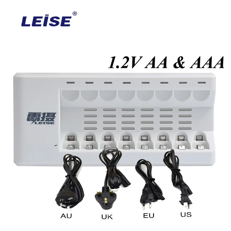 Leise AA AAA зарядное устройство для 1 2 В nimh nicd аккумуляторная батарея 8 слотов Быстрая