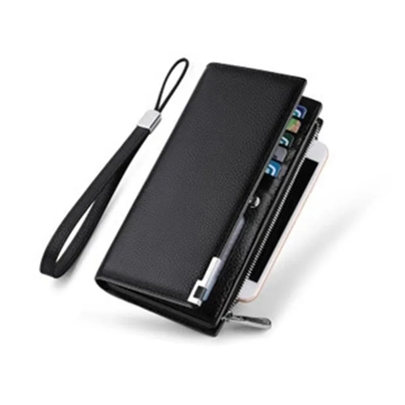 Мужской длинный кожаный кошелек из воловьей кожи на молнии | Багаж и сумки