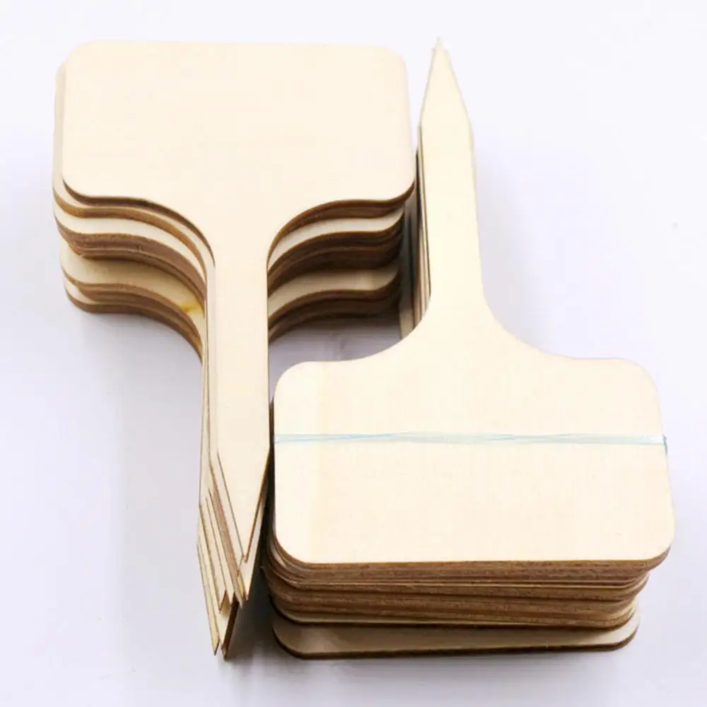 

50pcs Wooden T-Shape Plant Labels Garden Seedlings Sign Tags Marker Sticks for Herbs Flowers Tray Seed Potted Plant accessories