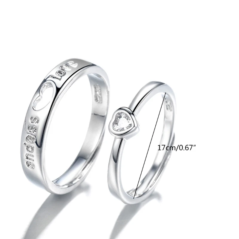 

87HC 1 Pair Love Heart-shaped Couple Rings Women Men Engagement Wedding Bands Jewelry Valentine's Day Gifts