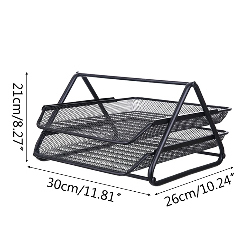 

Metal Mesh 2 Tier Document Letter Tray Desk Organizer File Organizer Office N0HC