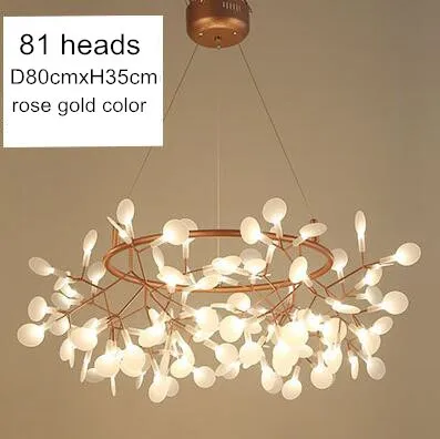 81lights D80Rosegold Art Decorate Tree Branch Led Pendant Light Acrylic Leaf Hanging Lamp Lustre For Living Room Art Decor Pendant Lamp 110V/220V - Цвет корпуса: 81lights D80Rosegold