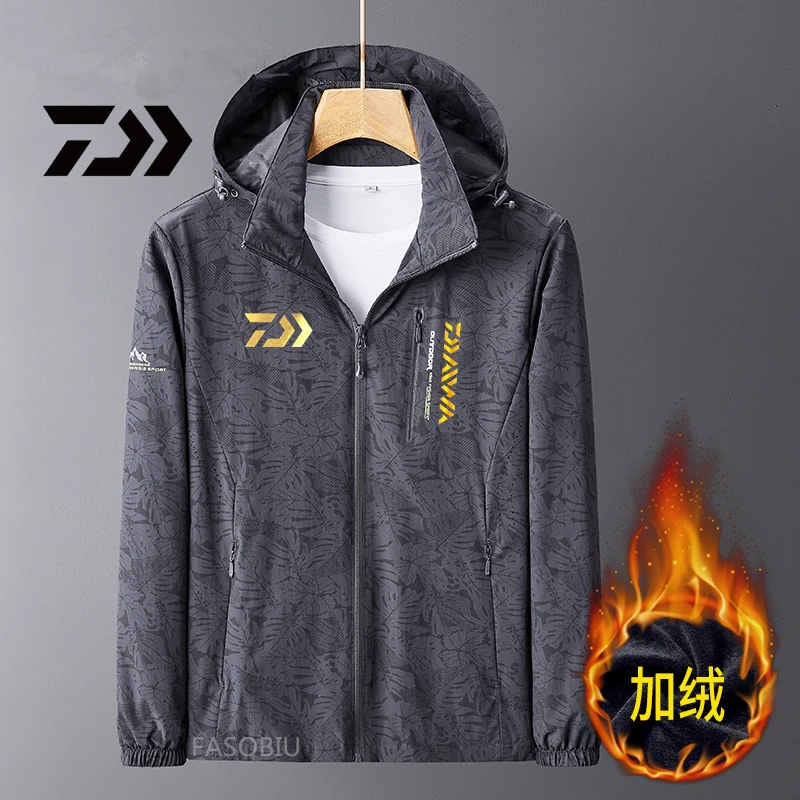 

Daiwa 2021 New Winter Camouflage Fishing Clothes Windproof Fishing Clothing Hooded Outdoor Hiking Keep Warm Fishing Jacket Man