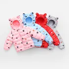 Детская одежда с хлопковой подкладкой, одежда с хлопковой подкладкой с ушками для мальчиков и девочек, зимнее детское теплое пальто, маленькая зимняя одежда