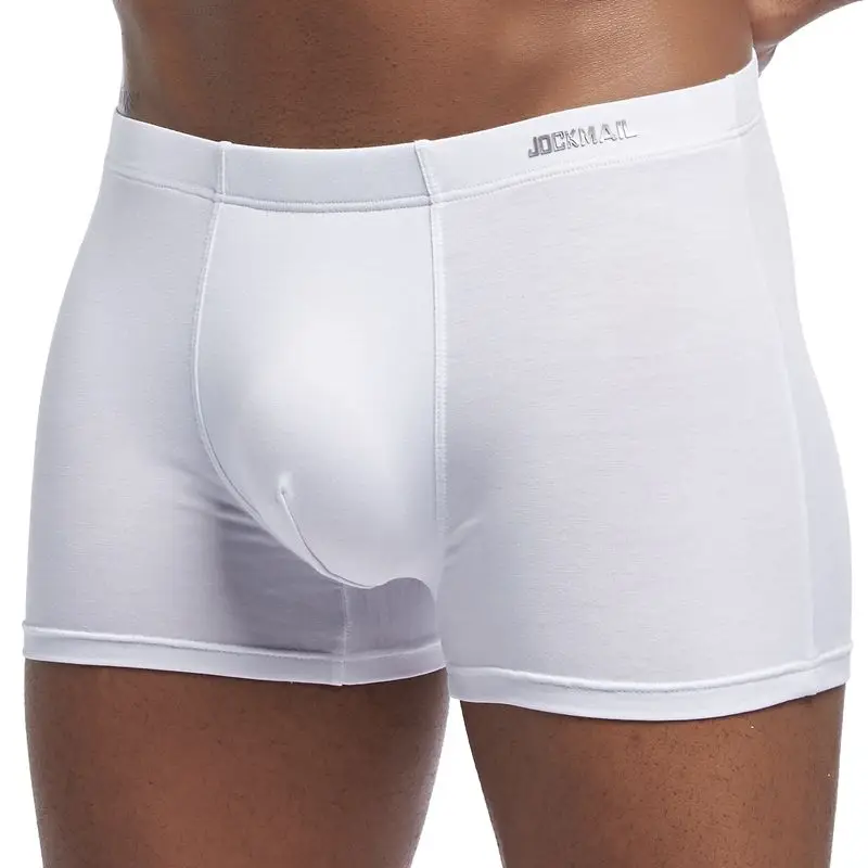 Белый JOCKMAIL, Брендовые мужские трусы, дышащие, cuecas, боксеры, Модальные, одноцветные, мужское нижнее белье, u-образные выпуклые сексуальные трусы, домашняя одежда, боксеры, шорты для мужчин - Цвет: Белый