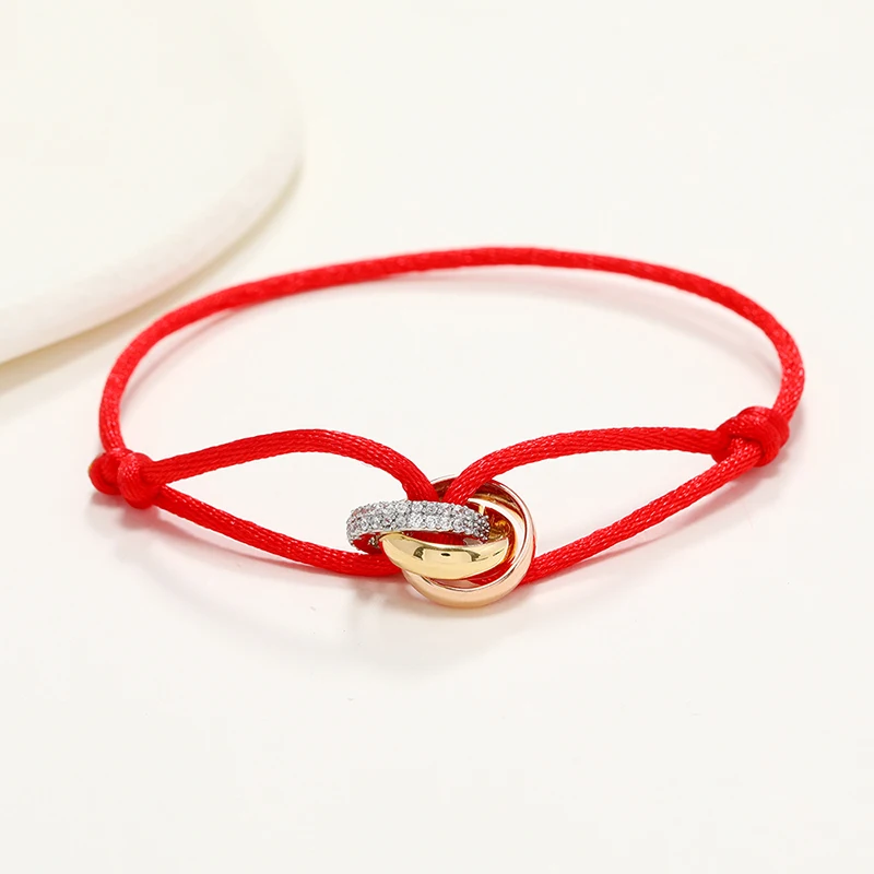 

2022Fashion Unisex Hot Zircon Stone CZ Rope Bracelet 3 Open Metal Buckle Ribbon Lace Up Chain Multicolor Adjustable Cord Bracele