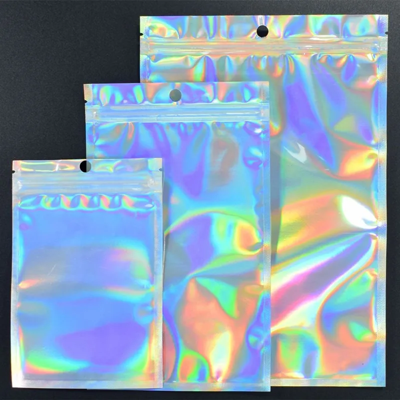 10 шт. радужные пакеты с застежкой-молнией косметические пластиковые
