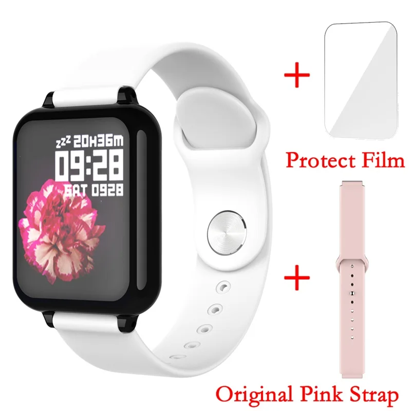White Pink Strap B57 Смарт-часы для мужчин и женщин для Apple Watch Android Phone монитор сердечного ритма умный Браслет кровяное давление B57 умные часы - Цвет: White Pink Strap